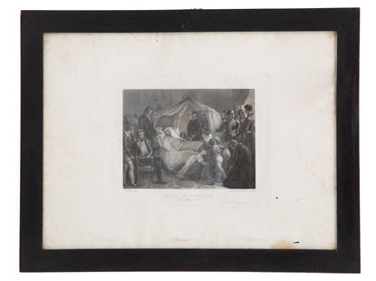 GAETANO GUADAGNINI. Engraving "MORT DE NAPOLEON": GAETANO GUADAGNINI (Bologna 1800 ca. - 1860).Engraving on paper entitled "MORT DE NAPOLEON". 1833. Dip. Steuben. Framed. Defects. 37.5x50.5 cm approx. GAETANO GUADAGNINI (Bologna 1800 ca. - 1860). Inc