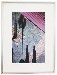 FRANCO FONTANA. Poster "PRESENZE, 1981": FRANCO FONTANA (Modena 1933). Poster titled "PRESENZE, 1981." With a dedication from the photographer and handwritten signature at the bottom right. Framed. 82x62.5 cm approx. with frame FRANCO FONTAN
