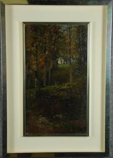 CARLO PAOLO AGAZZI. Painting "WOOD": CARLO PAOLO AGAZZI (Milano 1870 - 1922). Oil on canvas depicting "WOODS." Signed lower right. Framed. 49x28 cm approx. CARLO PAOLO AGAZZI (Milano 1870 - 1922). Dipinto olio su tela raffigurante ''BOSC