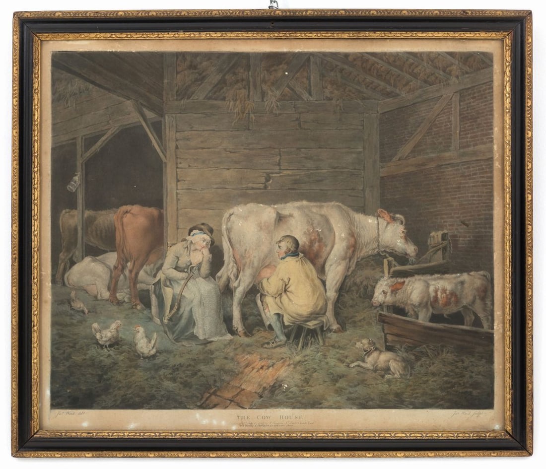 JAMES WARD. Lithograph "SCENE IN A STABLE": JAMES WARD (Londra 1769 - Chesunt 1859). Lithograph on cardboard depicting "SCENE IN A STABLE." Signed lower left. Framed. 63x54 cm approx. JAMES WARD (Londra 1769 - Chesunt 1859). Litografia su carto