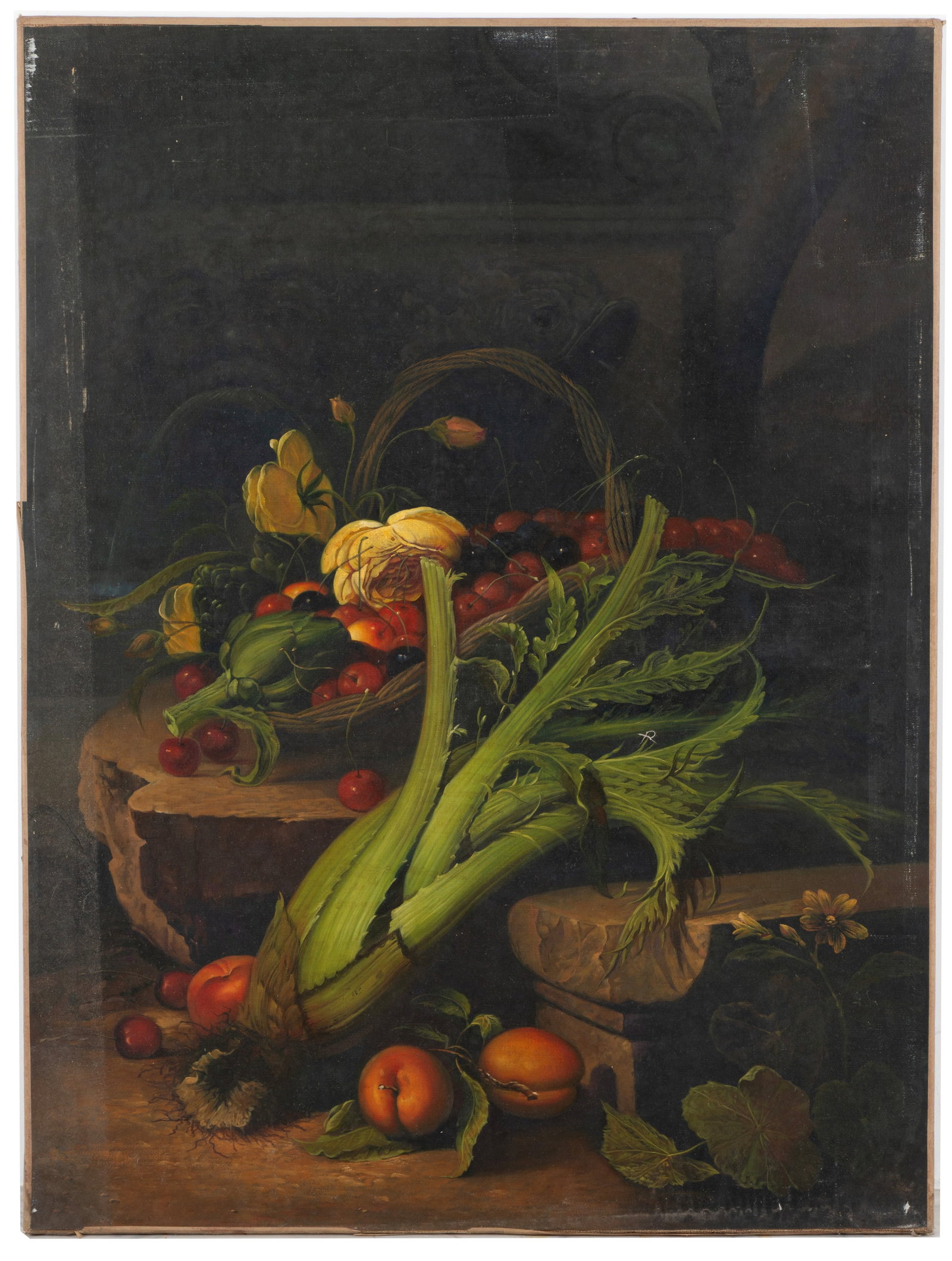 Painting "STILL LIFE": Oil painting on canvas depicting "STILL LIFE". 20th century. 100x76 cm approx. Dipinto olio su tela raffigurante "NATURA MORTA". XX secolo. 100x76 cm ca.