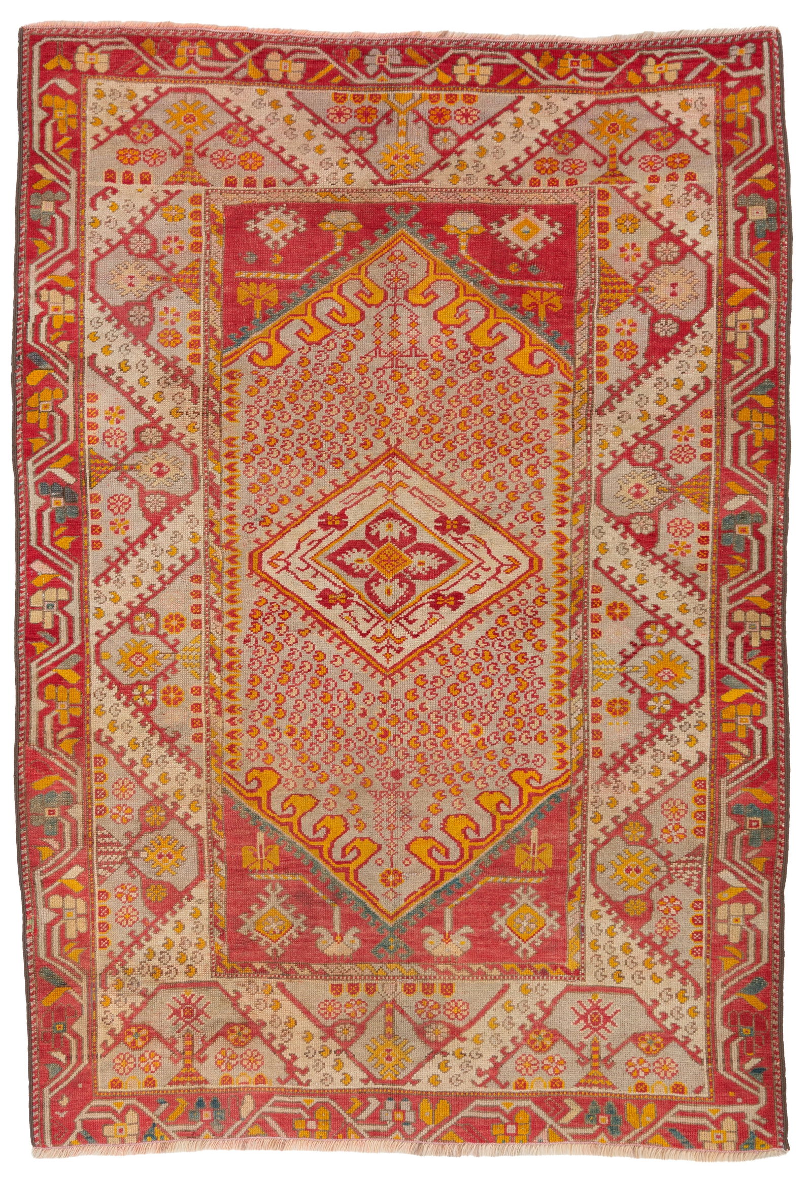 Kula carpet. Anatolia: Kula carpet. Anatolia. Early 20th century. Good condition, natural signs of wear and tear of time. 173x120 cm approx. Tappeto area di Kula. Anatolia. Inizi XX secolo. Buono stato di conservazione,