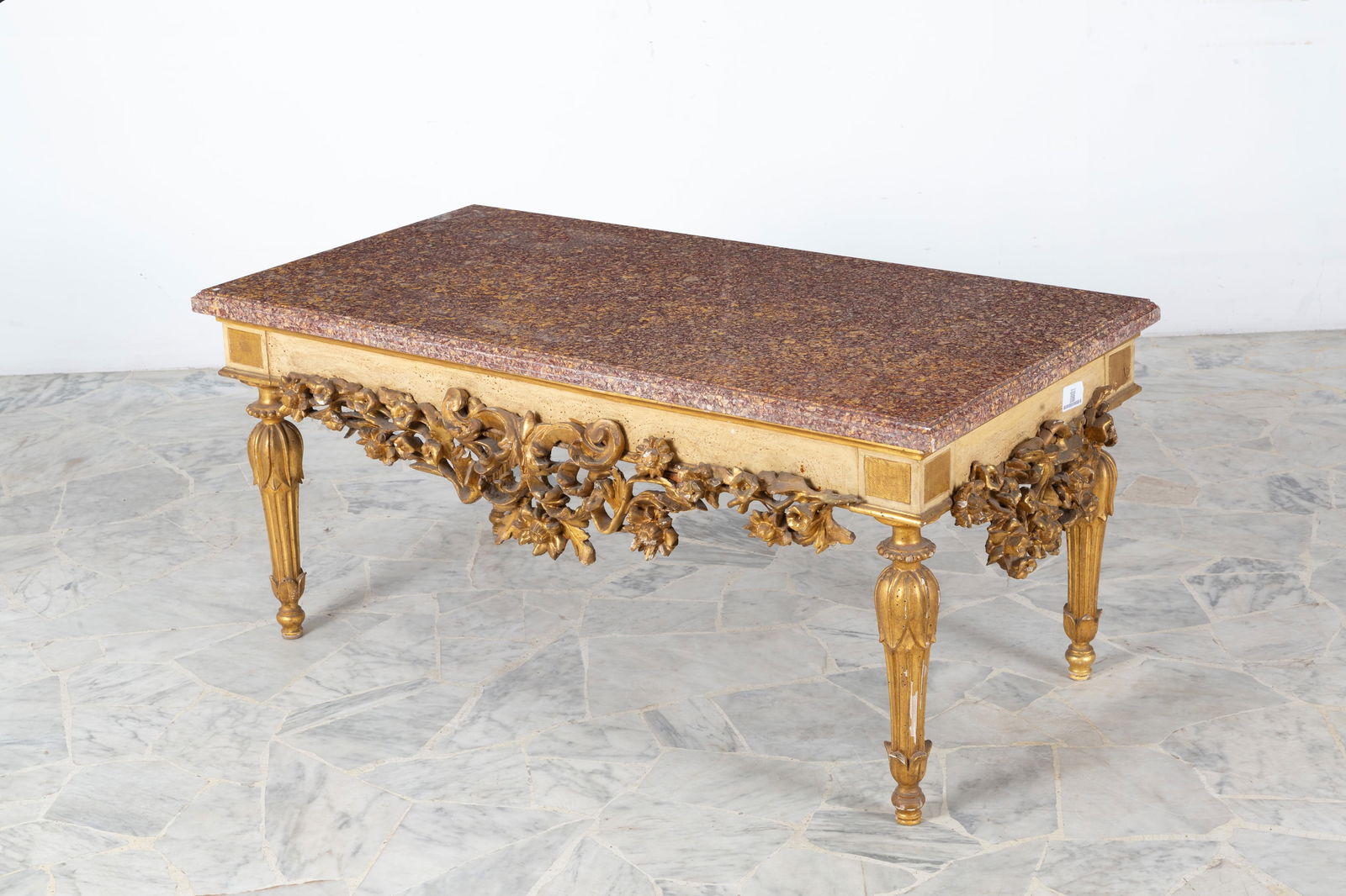 Wooden table with marble top (1 of 6)