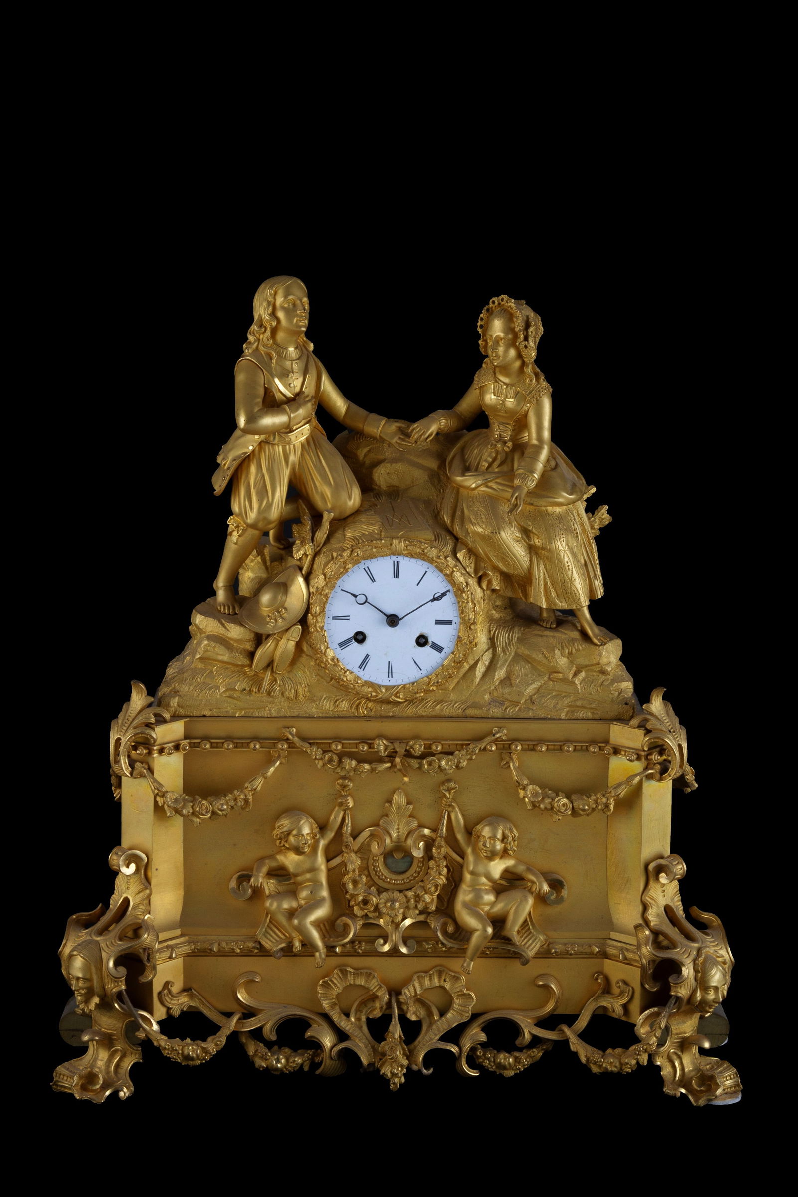 Bronze clock "ROMANTIC SCENE" (1 of 6)