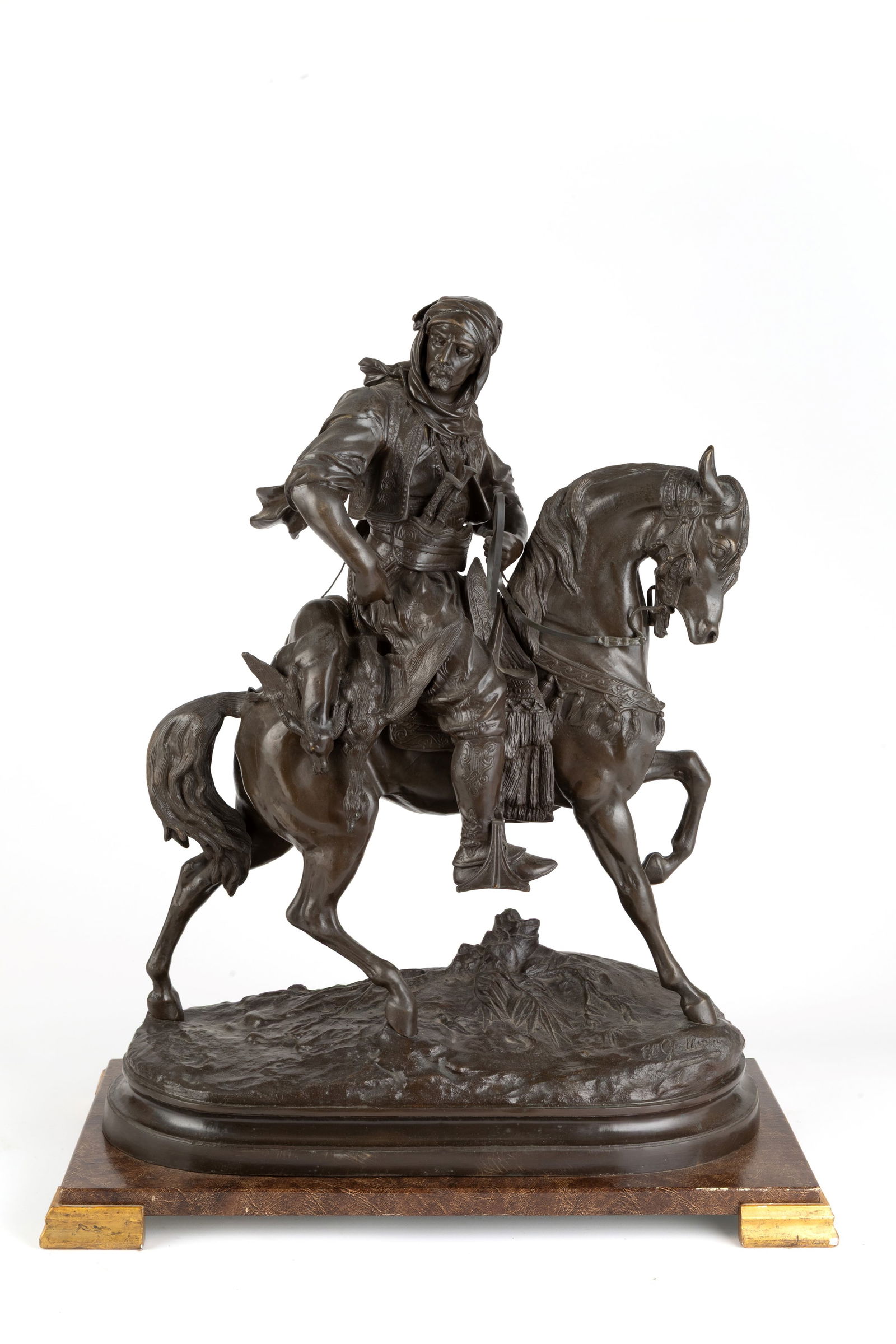 EMILE CORIOLAN HIPPOLYTE GUILLEMIN - ALFRED BARYE. Sculpture "ARAB ON HORSEBACK" (1 of 8)