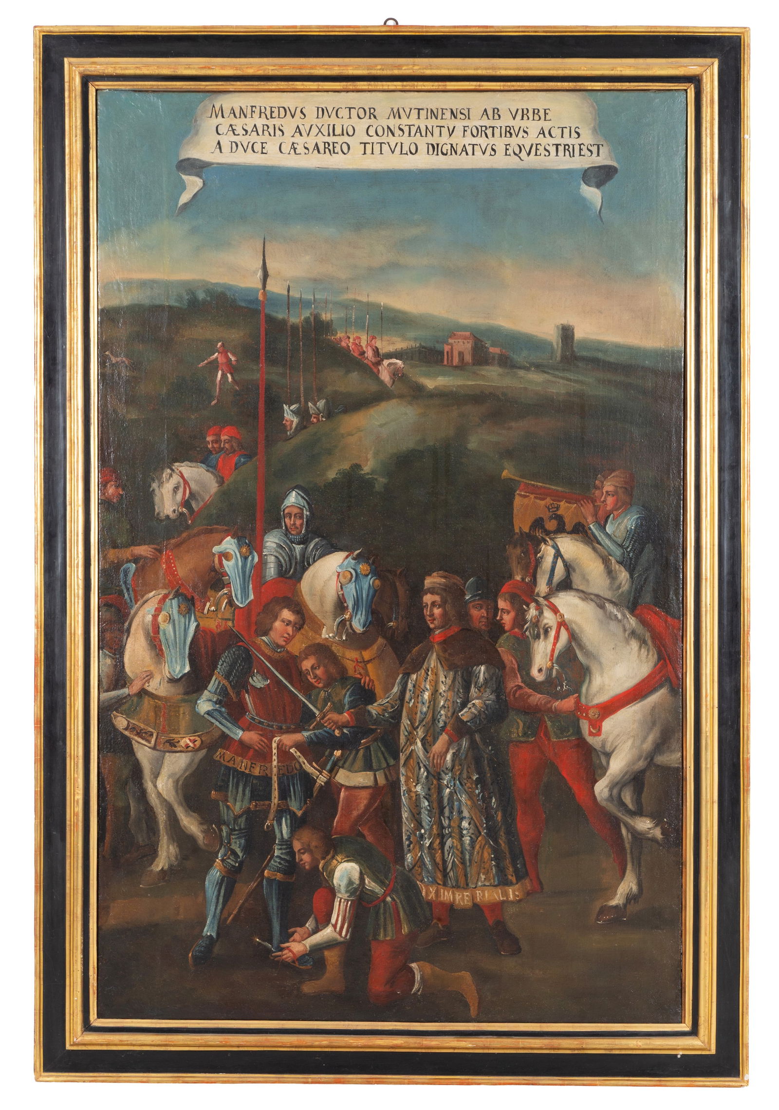 Painting "MANFREDO PIO CONSECRATED KNIGHT": ITALIAN SCHOOL, LATE 16TH-EARLY 17TH CENTURY. Oil painting on canvas depicting "MANFREDO PIO CONSECRATED KNIGHT". Framed. Minor restorations. Already re-stretched and re-lined. 168x105 cm approx.