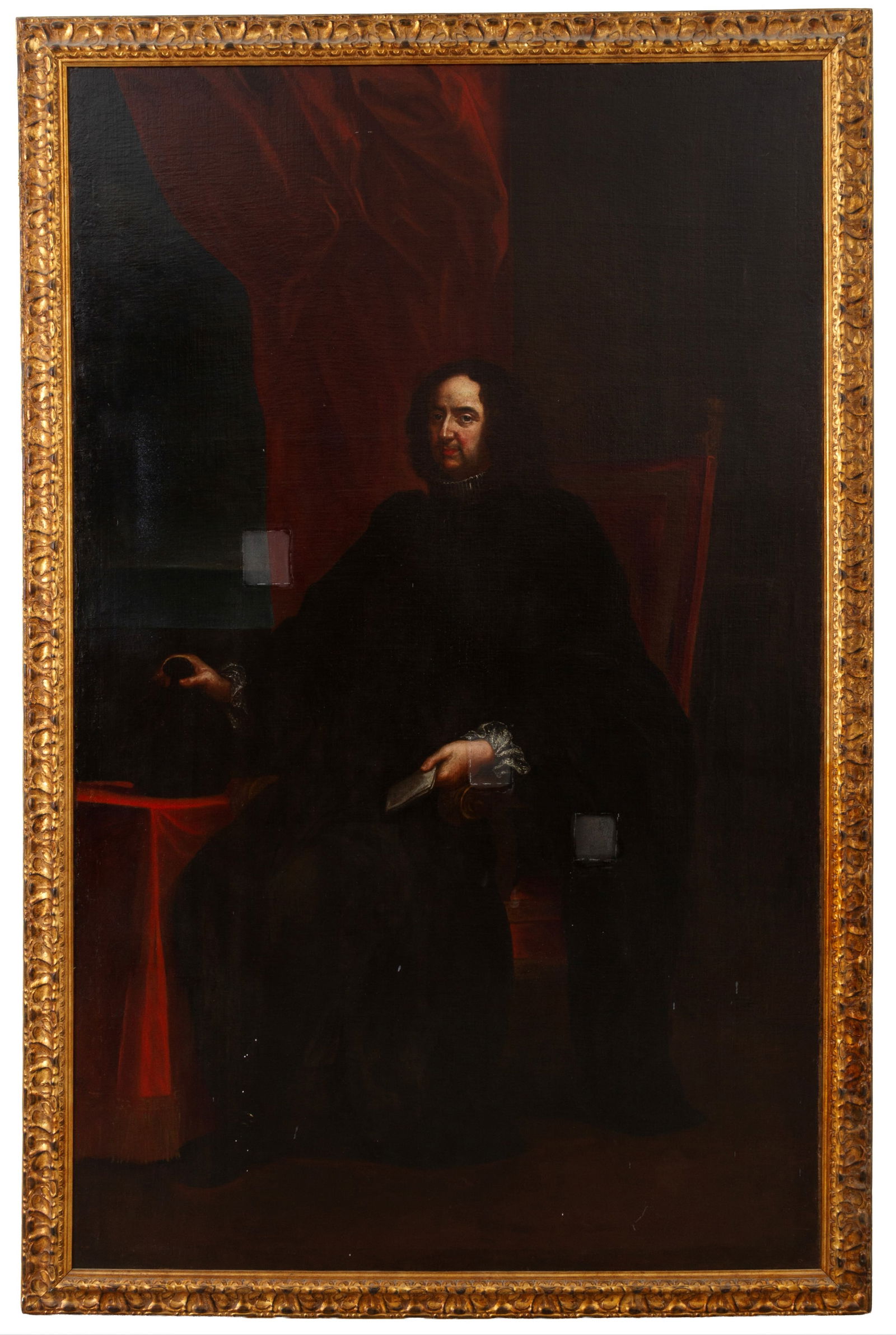 BERNARDO GIOVANNI CARBONE. Painting ''PORTRAIT OF A GENTLEMAN'': BERNARDO GIOVANNI CARBONE (Genova 1614 - 1683). Oil painting on canvas depicting ''PORTRAIT OF A GENTLEMAN''. In a golden frame. 245x150cm approx. BERNARDO GIOVANNI CARBONE (Genova 1614 - 1683).