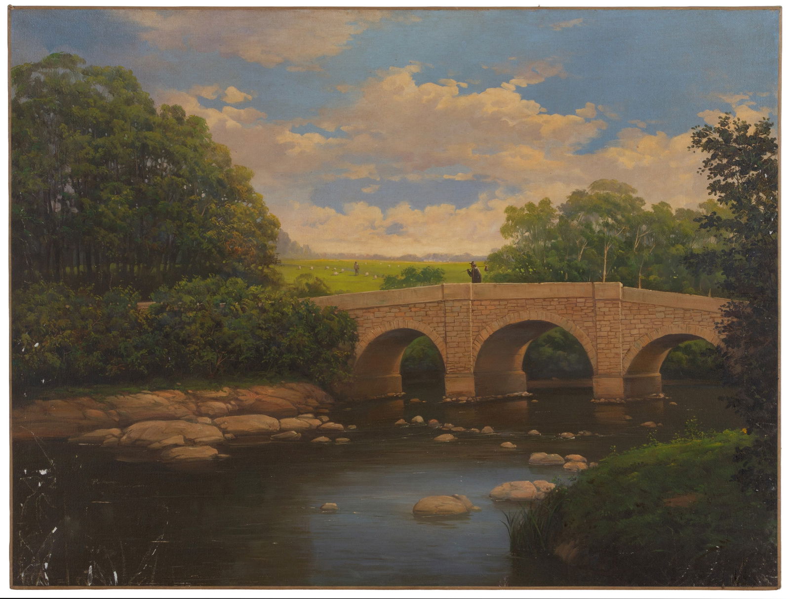 Painting "RIVER LANDSCAPE WITH BRIDGE" (1 of 4)
