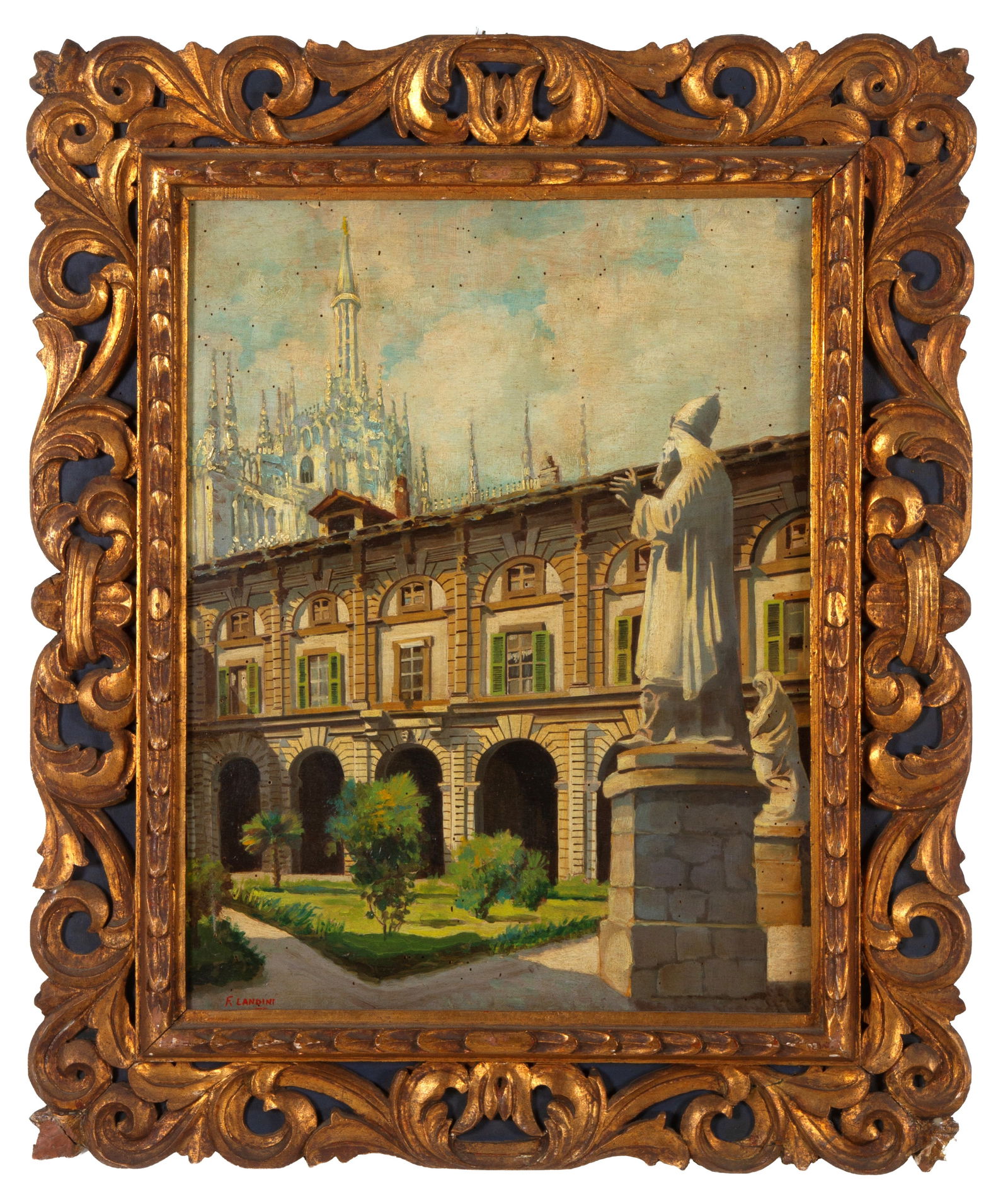 Painting "COURTYARD OF THE RECTORY WITH A GLIMPSE OF THE CATHEDRAL" (1 of 3)