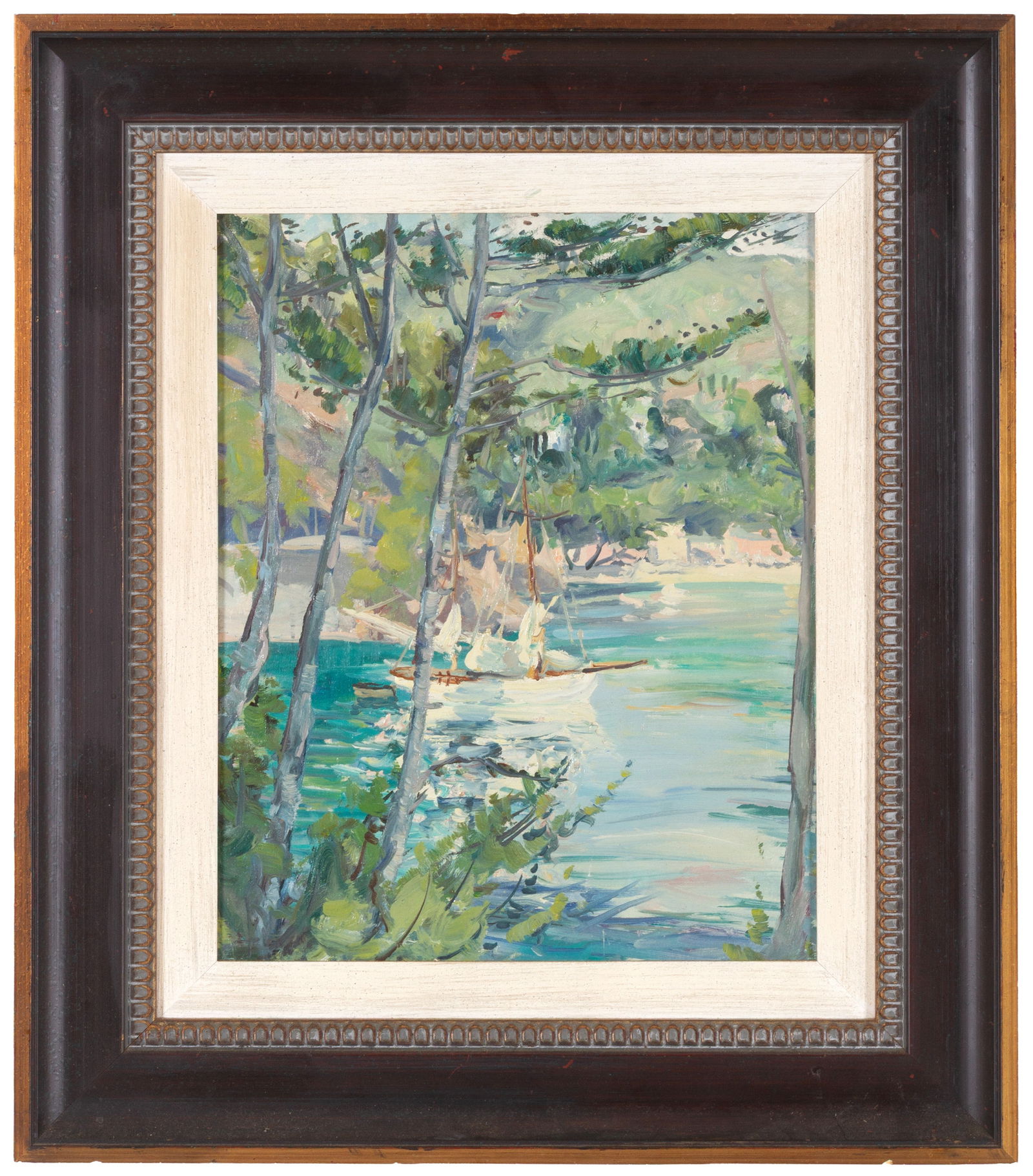 PAOLO PUNZO (attr.). Painting "COASTAL LANDSCAPE": PAOLO PUNZO (attr.)(Bergamo 1906 - 1979). Oil painting on canvas depicting "COASTAL LANDSCAPE". Framed. 50x40 cm approx. PAOLO PUNZO (attr.)(Bergamo 1906 - 1979). Dipinto olio su tela raffigurante "PA