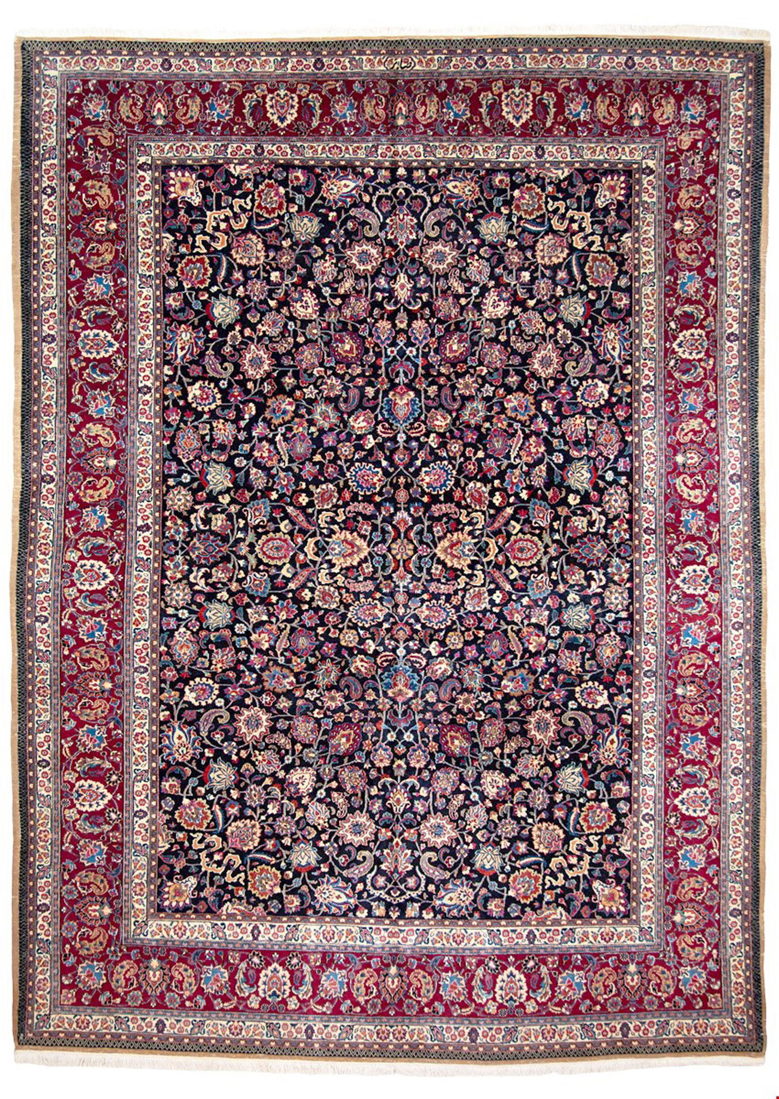 Mud rug signed by Master SABER. Persia: Mud rug signed by Master SABER. Persia. Early 20th century. Perfect condition, full pile, no restorations or worn areas. 332x250 cm approx. Tappeto Mud firmato dal Maestro SABER. Persia. Inizi XX seco