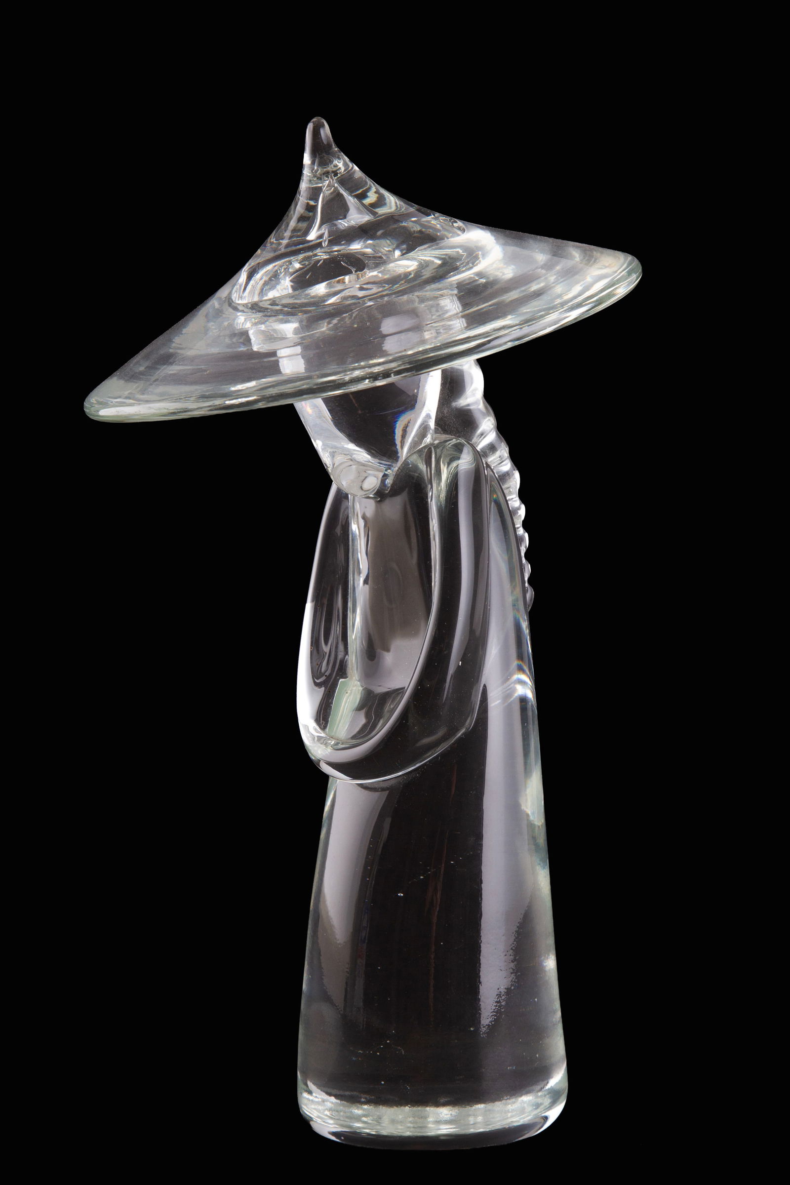 FULVIO BIANCONI. Glass sculpture "ORIENTAL CHARACTER": FULVIO BIANCONI (Padova 1915 - Milano 1996). Murano glass sculpture depicting "ORIENTAL CHARACTER." Signed and numbered with a diamond tip under the base. 27x15.5 cm approx. FULVIO BIANCONI (Padova 19