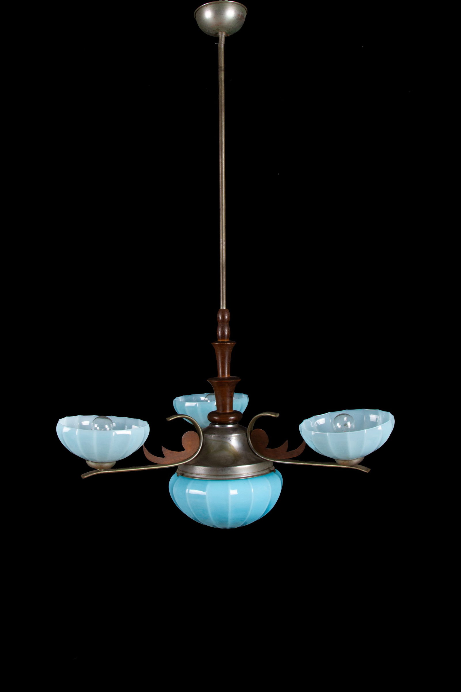 Blue milk glass chandelier (1 of 4)
