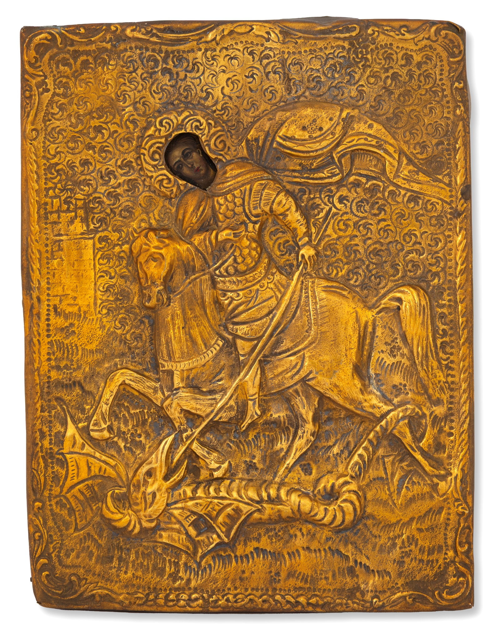 Icona con riza in ottone "SAN GIORGIO E IL DRAGO" (1 of 3)