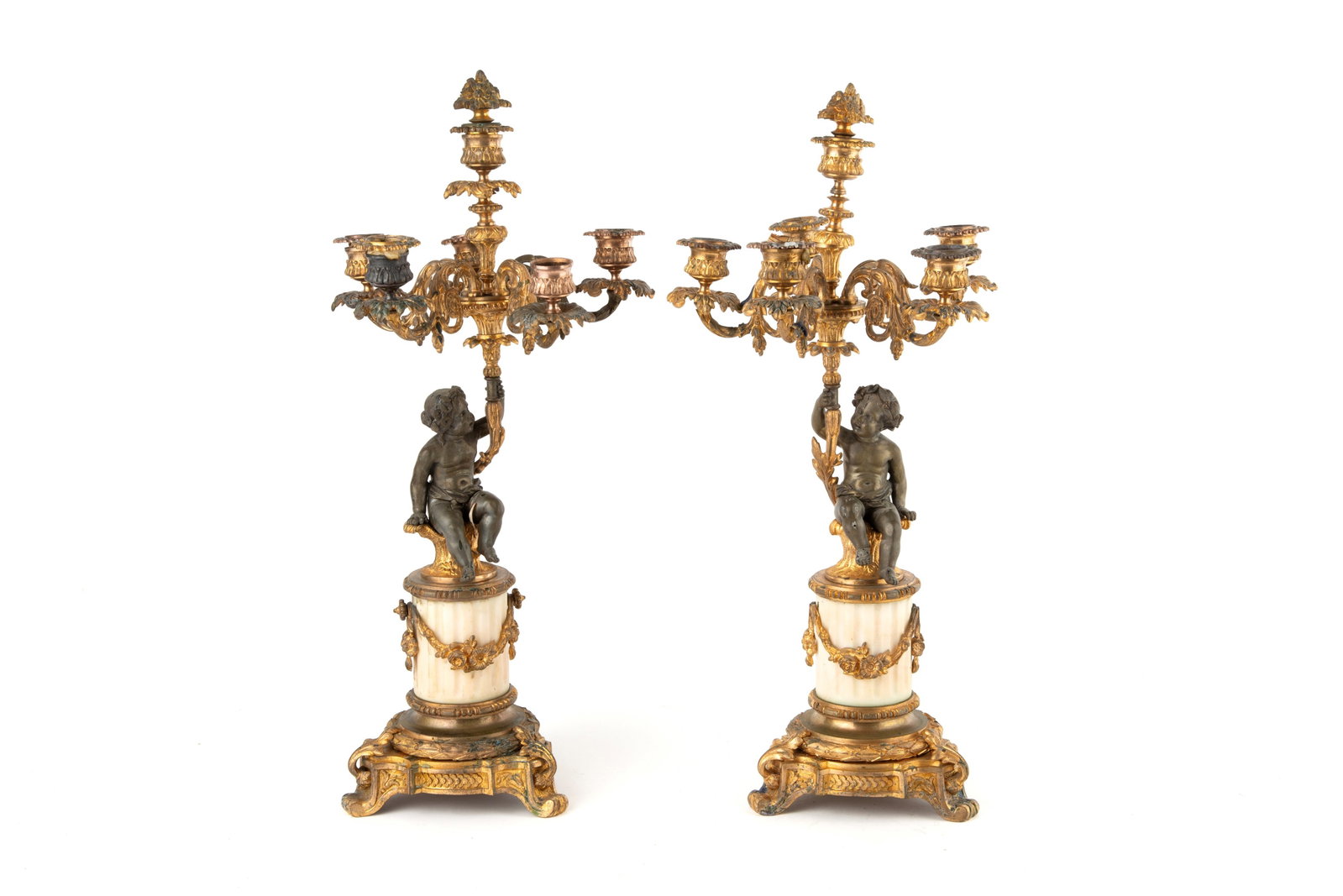 Pair of candelabra with cherubs holding flames (1 of 5)