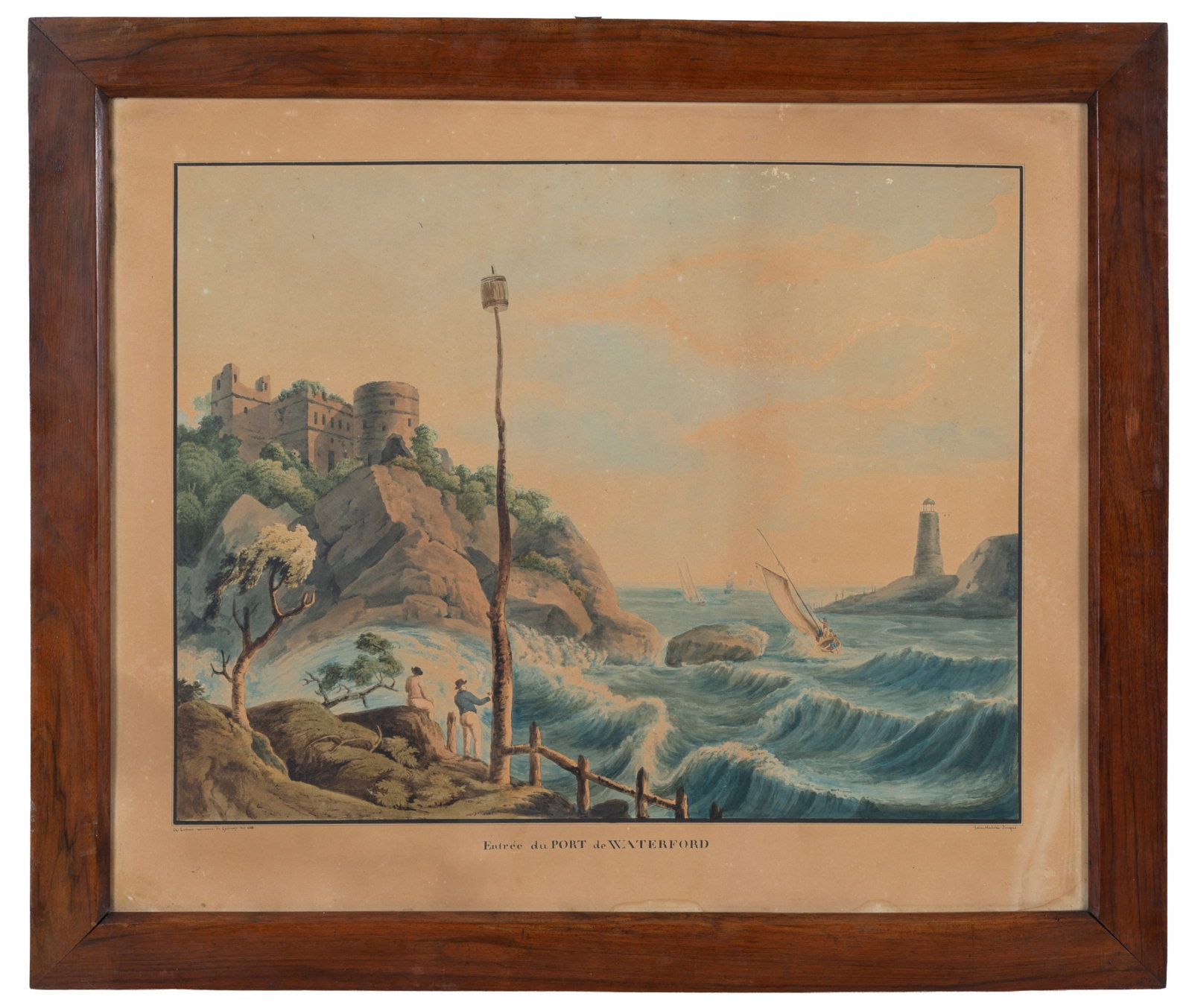 FELICE MULETTI. Acquarello "PORTO DI WATERFORD": FELICE MULETTI (Attivo tra il XIX e il XX secolo). Watercolor on paper depicting "WATERFORD HARBOR". Signed lower left and dated 1822 lower right. Framed. 64x75 cm approx. FELICE MULETTI (Attivo tra i