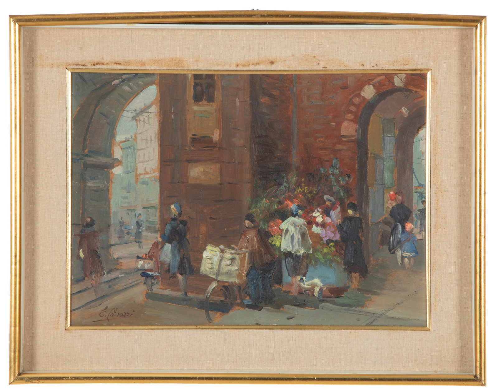 ENRICO CAROZZI. Dipinto "ARCHI DI PORTA NUOVA, MILANO" (1 of 3)