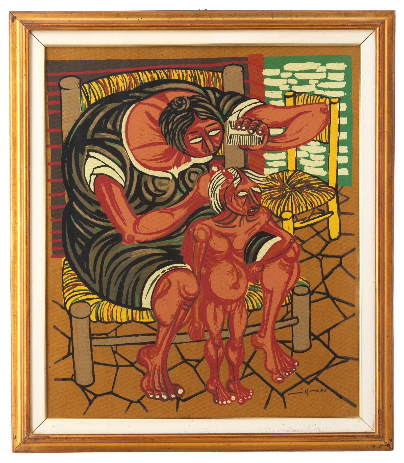 GIUSEPPE MIGNECO. Dipinto "LA PETTINATRICE" (1 of 3)