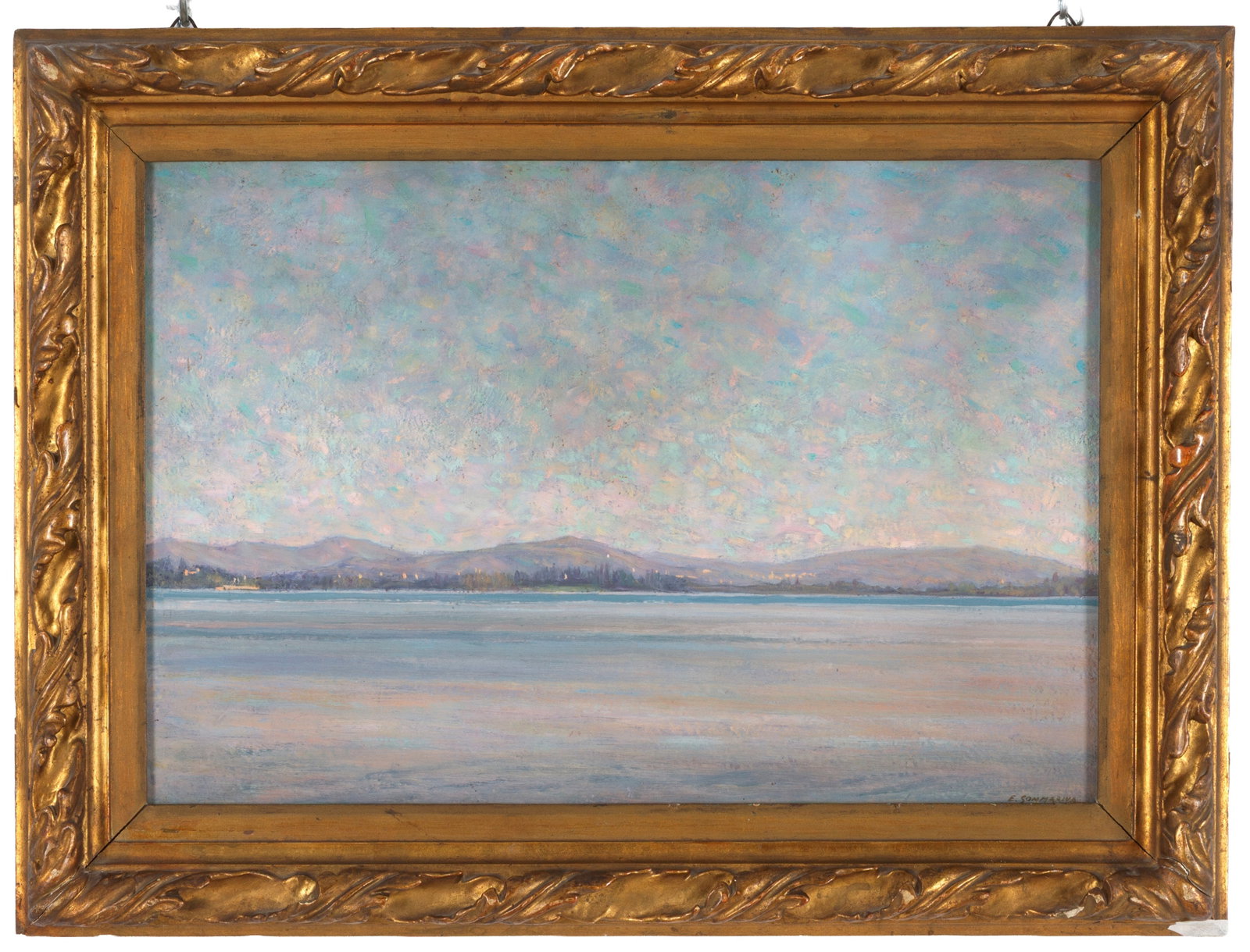 EMILIO SOMMARIVA. Dipinto "VEDUTA DI LAGO" (1 of 4)