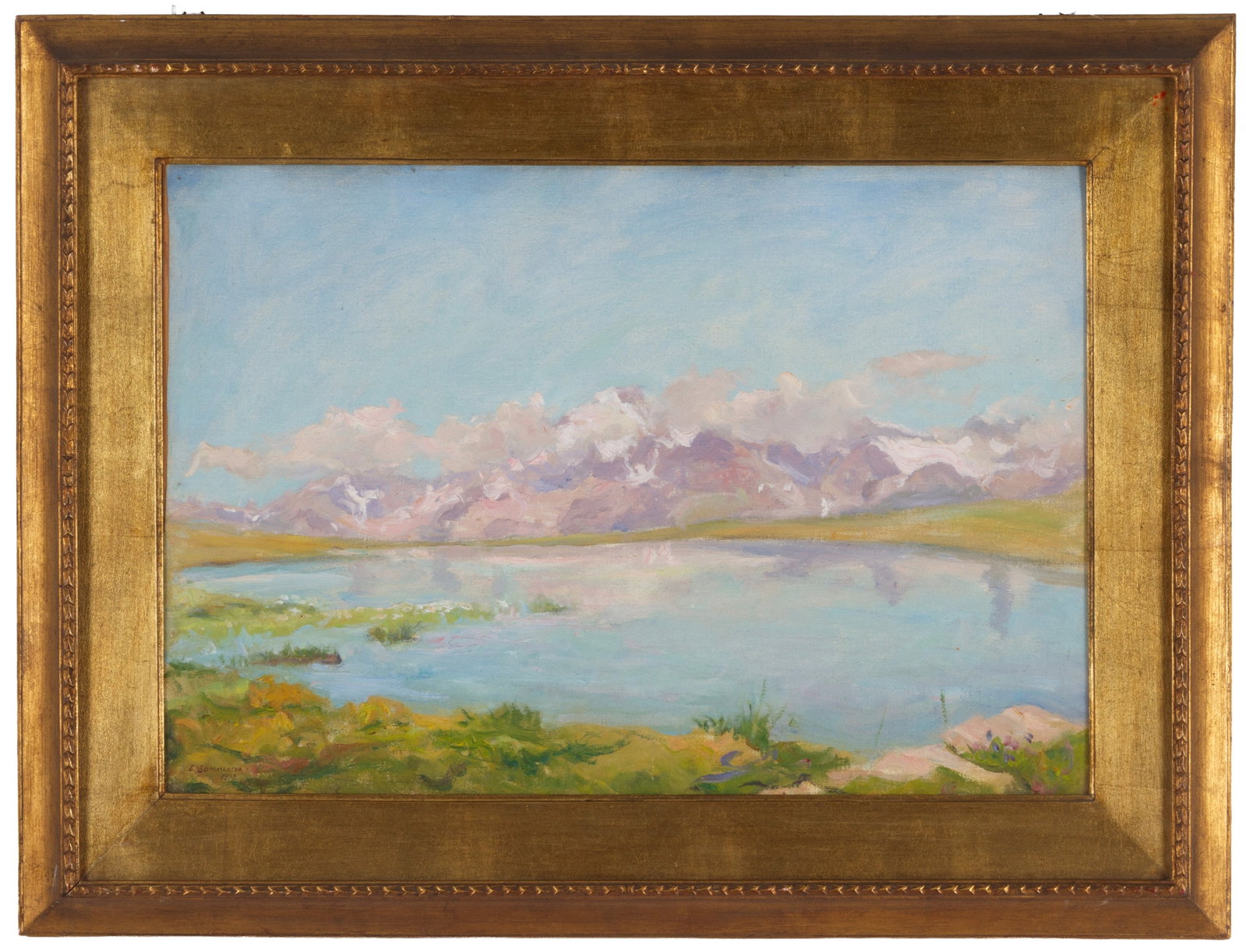 EMILIO SOMMARIVA. Dipinto "VEDUTA DI LAGO" (1 of 3)