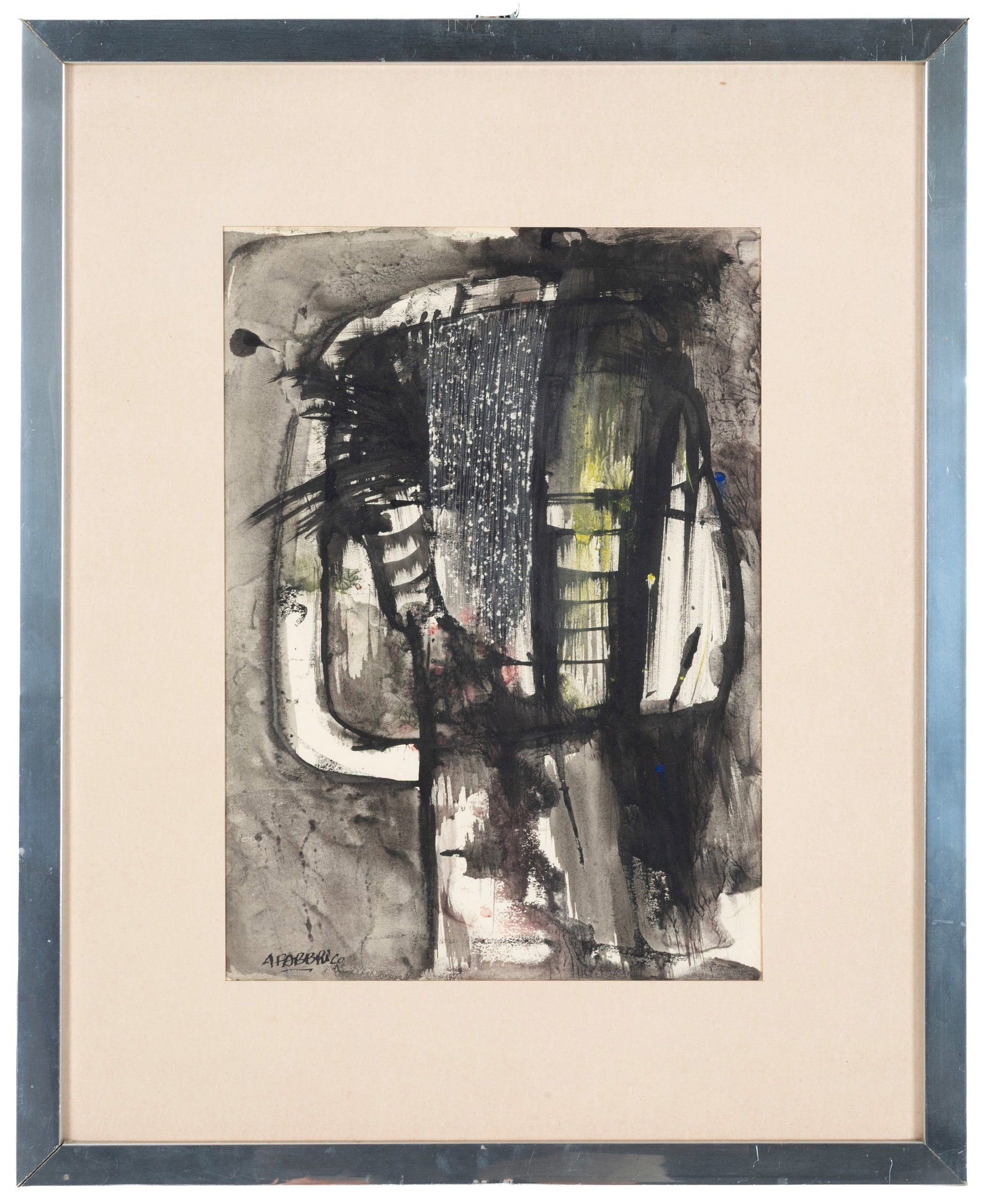 AGENORE FABBRI. Watercolor "INFORMAL SUBJECT" (1 of 3)