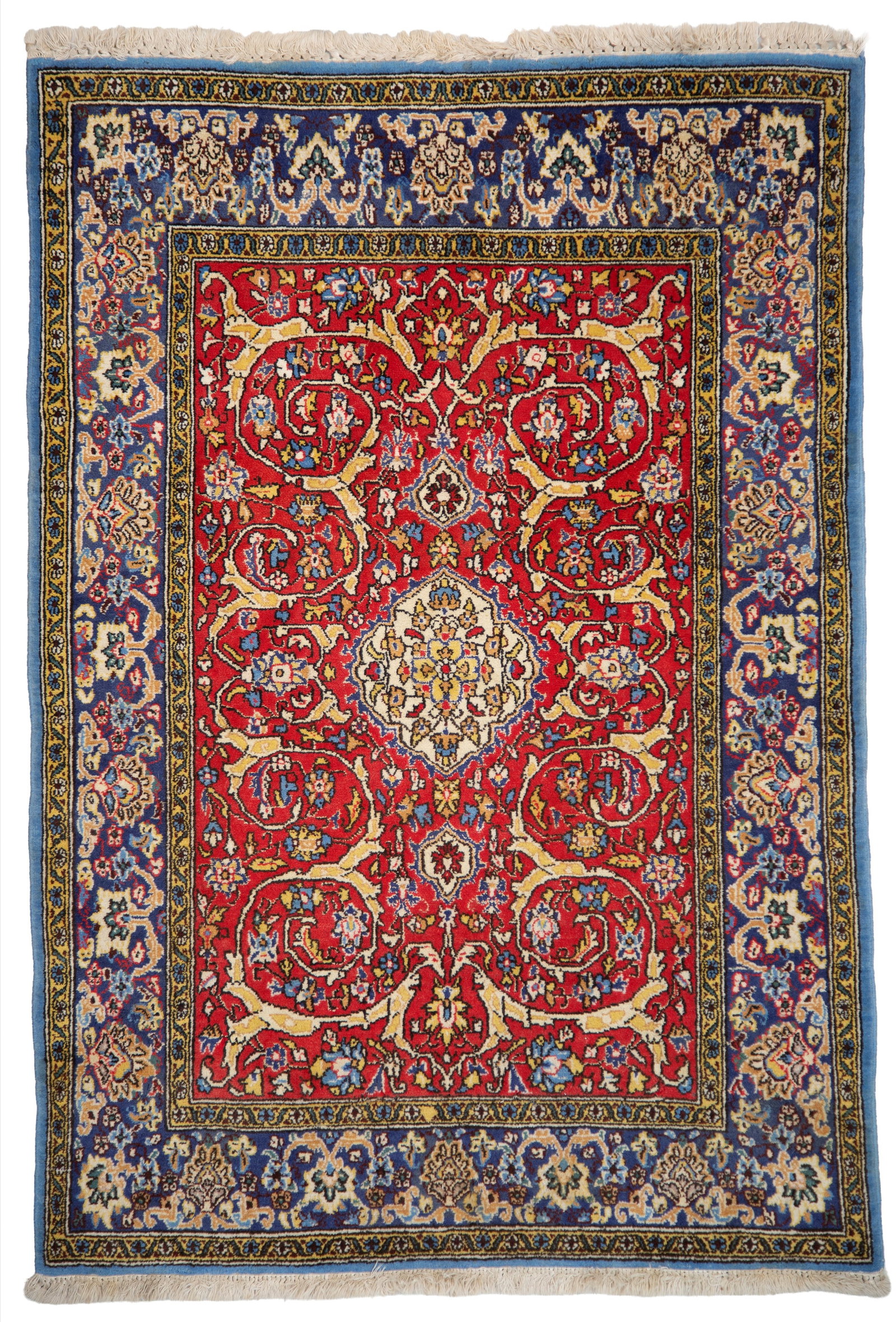 Qum carpet. Persia: Qum wool and silk rug. Persia. Late 20th century. Excellent condition, pile field, no restorations. 155x108 cm approx. Tappeto Qum in lana e seta. Persia. Fine XX secolo. Eccellente stato di conservaz