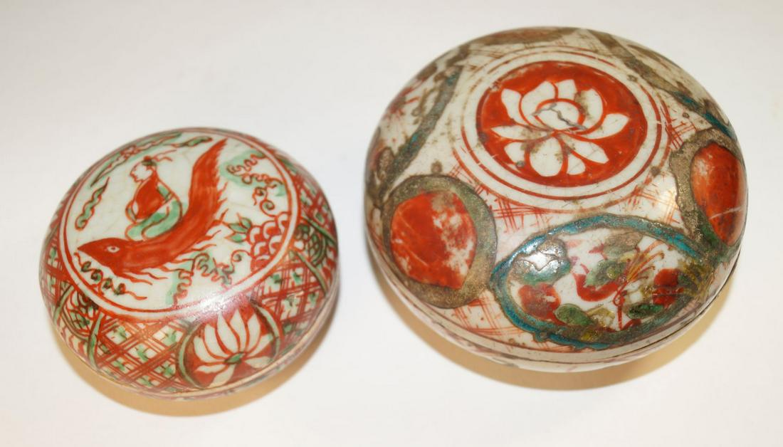 Chinese Two covered boxes, Swatow style (1 of 1)