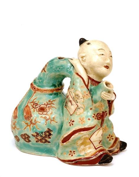 Meiji Japanese Satsuma Boy Figurine Teapot