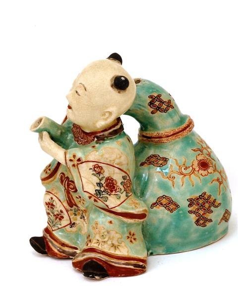 Meiji Japanese Satsuma Boy Figurine Teapot - 3