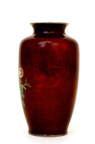 Japanese Pigeon Blood Cloisonne Koi Fish Vase - 5