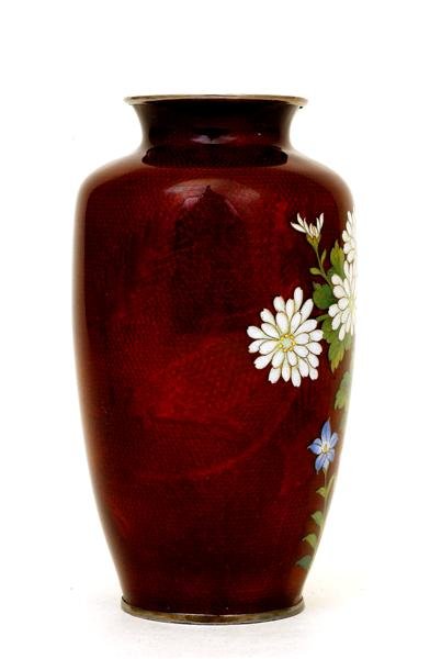Japanese Pigeon Blood Cloisonne Koi Fish Vase - 7