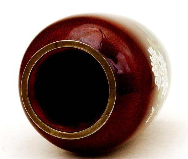Japanese Pigeon Blood Cloisonne Koi Fish Vase - 8
