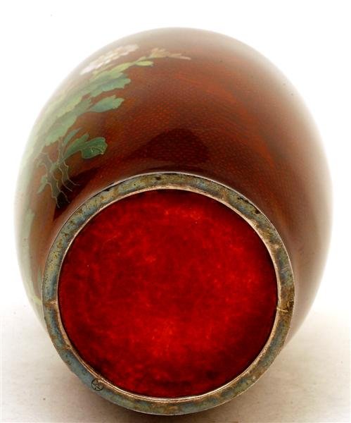 Japanese Pigeon Blood Cloisonne Koi Fish Vase - 9
