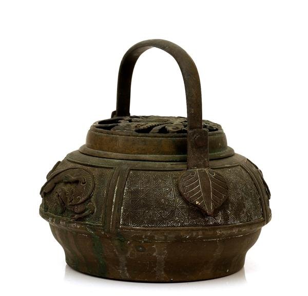 Meiji Japanese Bronze Hand Warmer w Dragon - 6