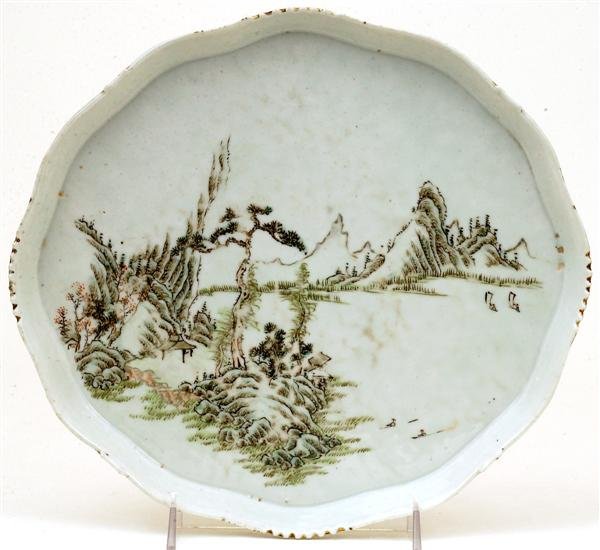 Old Chinese Famille Rose Landscape Tea Plate
