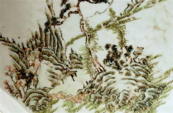 Old Chinese Famille Rose Landscape Tea Plate - 2