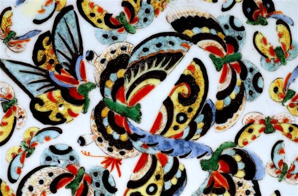 19C Chinese Export Rose Medallion Butterfly Plate - 2