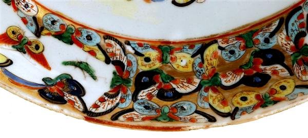 19C Chinese Export Rose Medallion Butterfly Plate - 4
