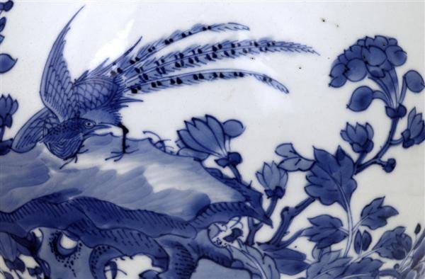 19C Chinese Blue & White Porcelain Fish Bowl - 2