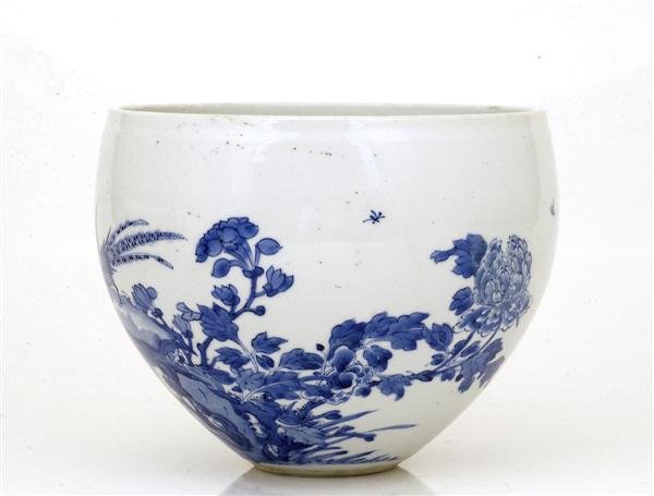 19C Chinese Blue & White Porcelain Fish Bowl - 4