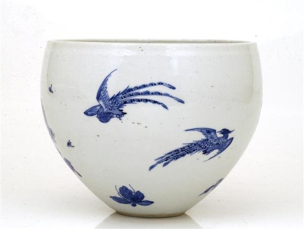 19C Chinese Blue & White Porcelain Fish Bowl - 6