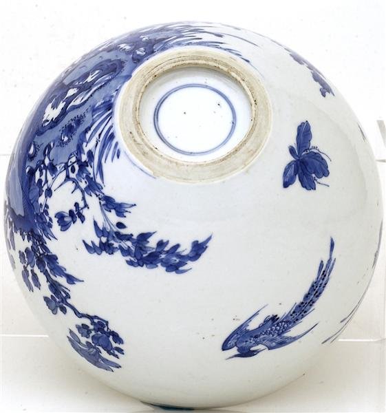 19C Chinese Blue & White Porcelain Fish Bowl - 9