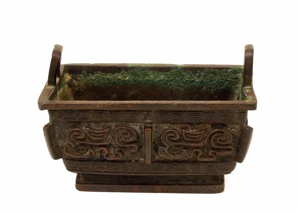18C Chinese Bronze Archaic Sty Censer Scholar - 5