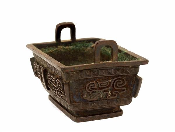 18C Chinese Bronze Archaic Sty Censer Scholar - 6