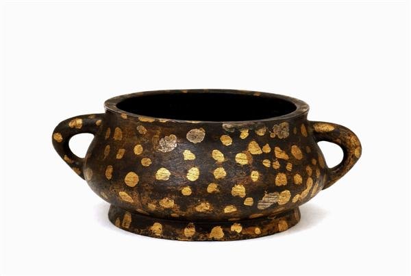 18C Chinese Spot Gilt Gold Bronze Xuande Censer