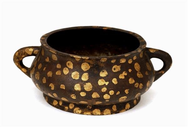 18C Chinese Spot Gilt Gold Bronze Xuande Censer - 4