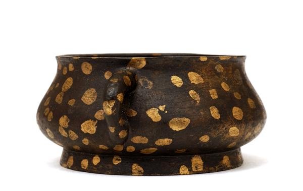 18C Chinese Spot Gilt Gold Bronze Xuande Censer - 5