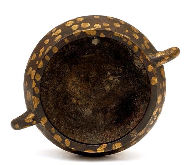 18C Chinese Spot Gilt Gold Bronze Xuande Censer - 6