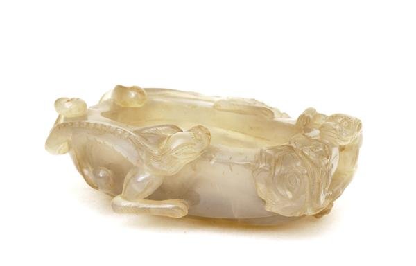 19C Chinese Agate Dragon Brush Washer Scholar Art - 5