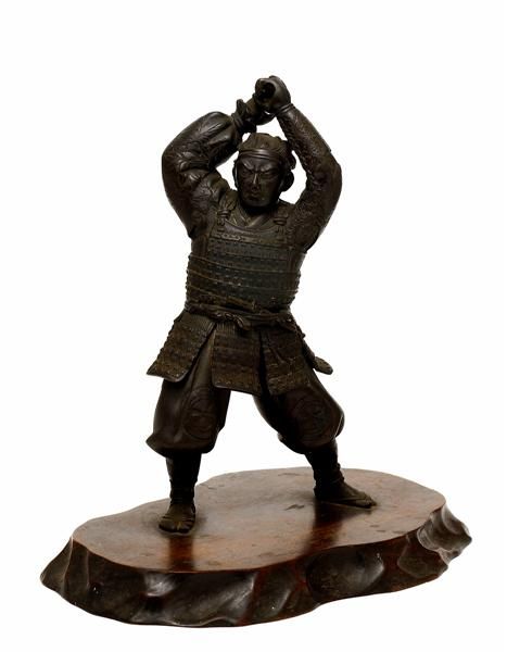 Meiji Japanese Bronze Samurai Figurine Figure Oki
